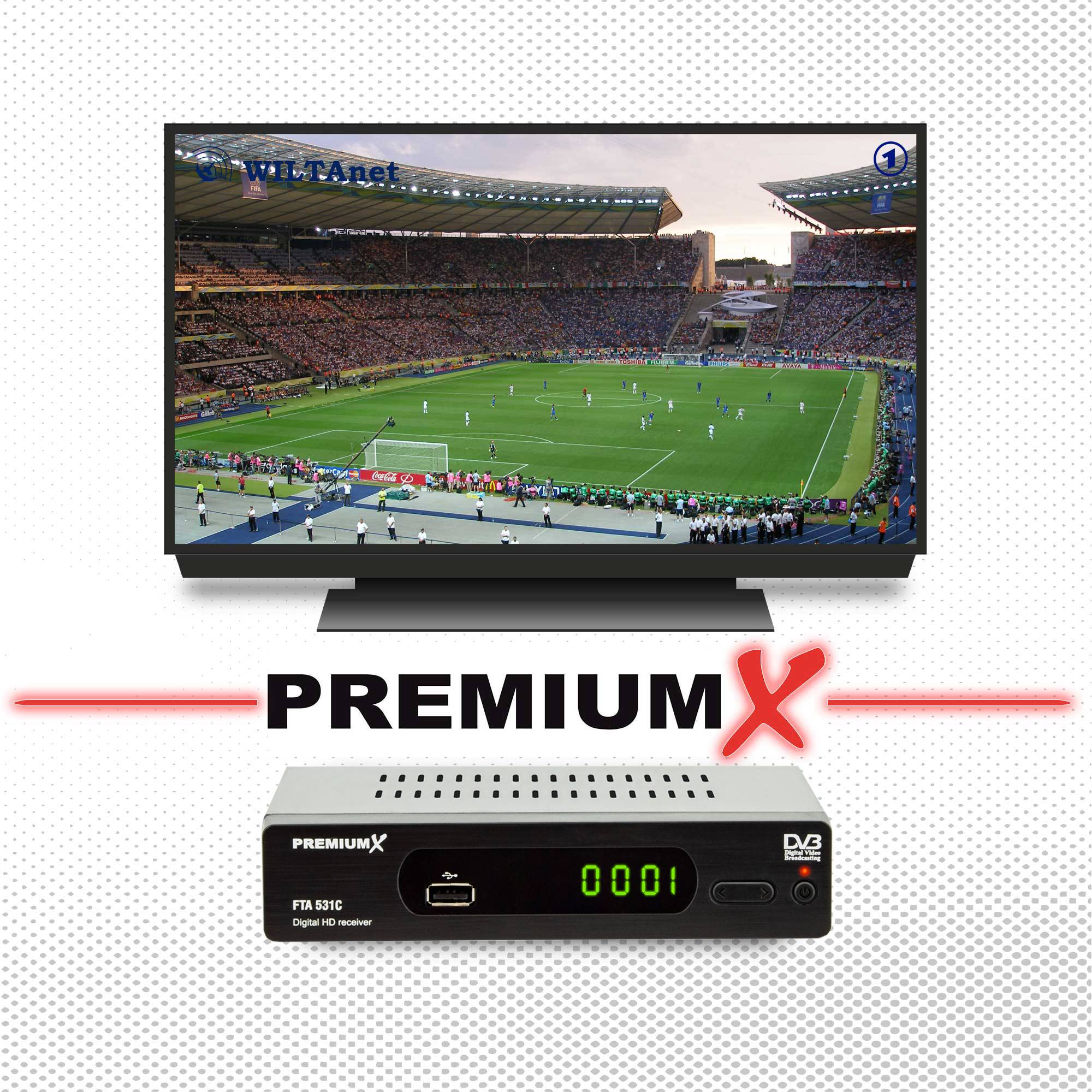 PremiumX Kabelreceiver DVB-C FTA 531C Digital FullHD SCART HDMI USB Mediaplayer, TV-Receiver Kabel-Fernsehen