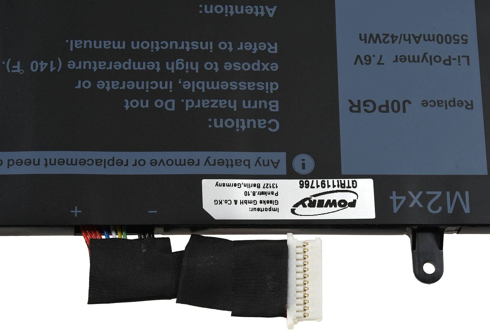 Powery Akku kompatibel mit Dell Typ J0PGR, 7,6V, Li-Polymer