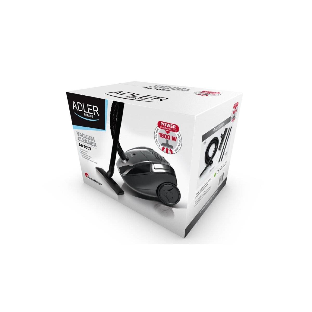 AD 7007 Staubsauger - Zuverlässige Reinigungsleistung, 1,6 L Staubkapazität, Schwarz