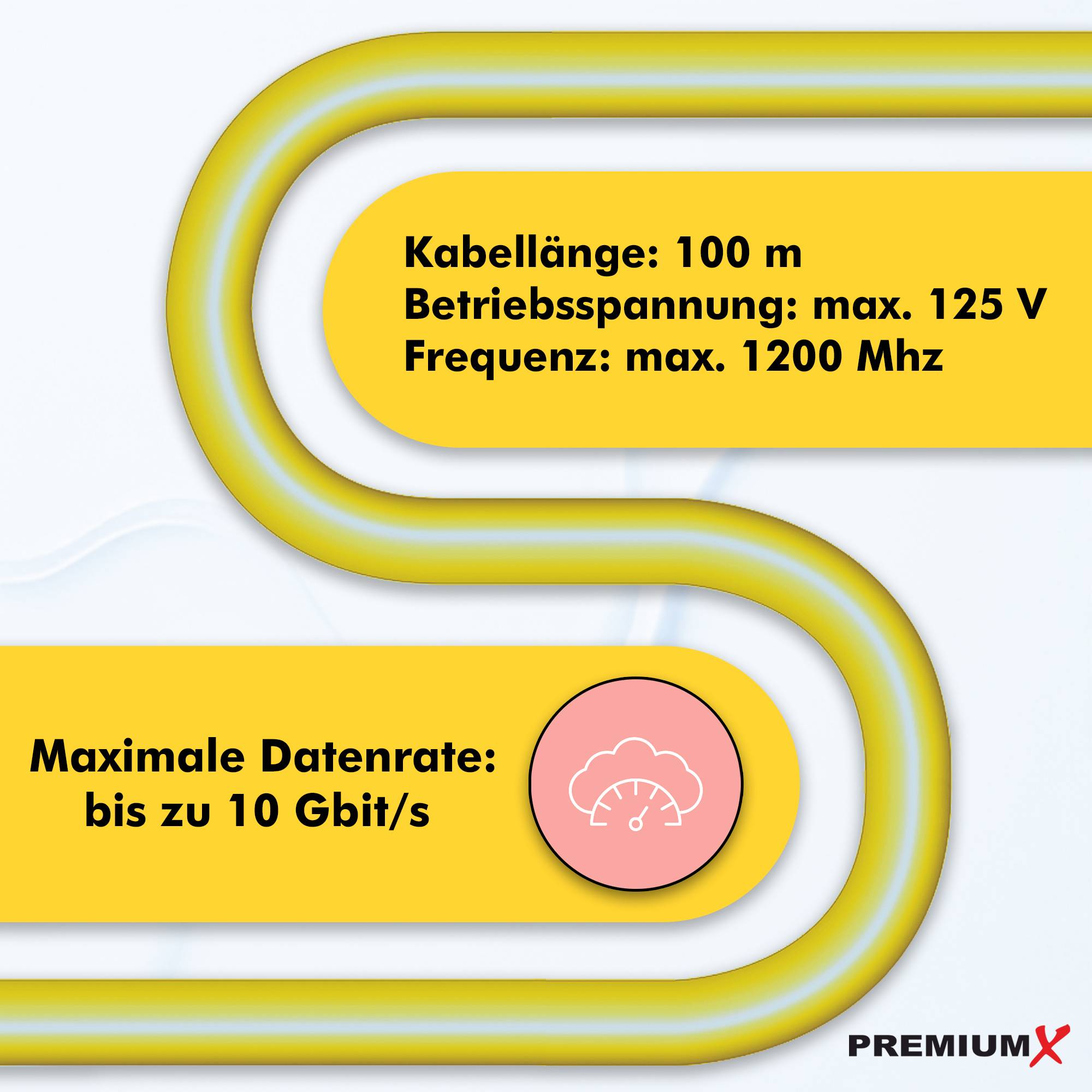 PremiumX 100m CAT 7A Netzwerkkabel Simplex LAN-Kabel Verlegekabel Ethernet Kupfer Datenkabel AWG 23 S/FTP PiMF PoE Eca Cat7A 1200 MHz