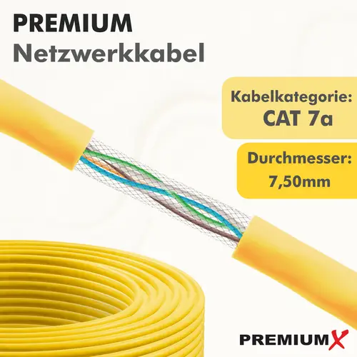 PremiumX 250m CAT 7A Netzwerkkabel Duplex LAN-Kabel Verlegekabel Ethernet Kupfer Datenkabel AWG 23 S/FTP PiMF PoE Eca Cat7A 1200 MHz PremiumX 250m CAT 7A Netzwerkkabel Duplex LAN-Kabel Verlegekabel Ethernet Kupfer Datenkabel AWG 23 S/FTP PiMF PoE Eca Cat7A 1200 MHz