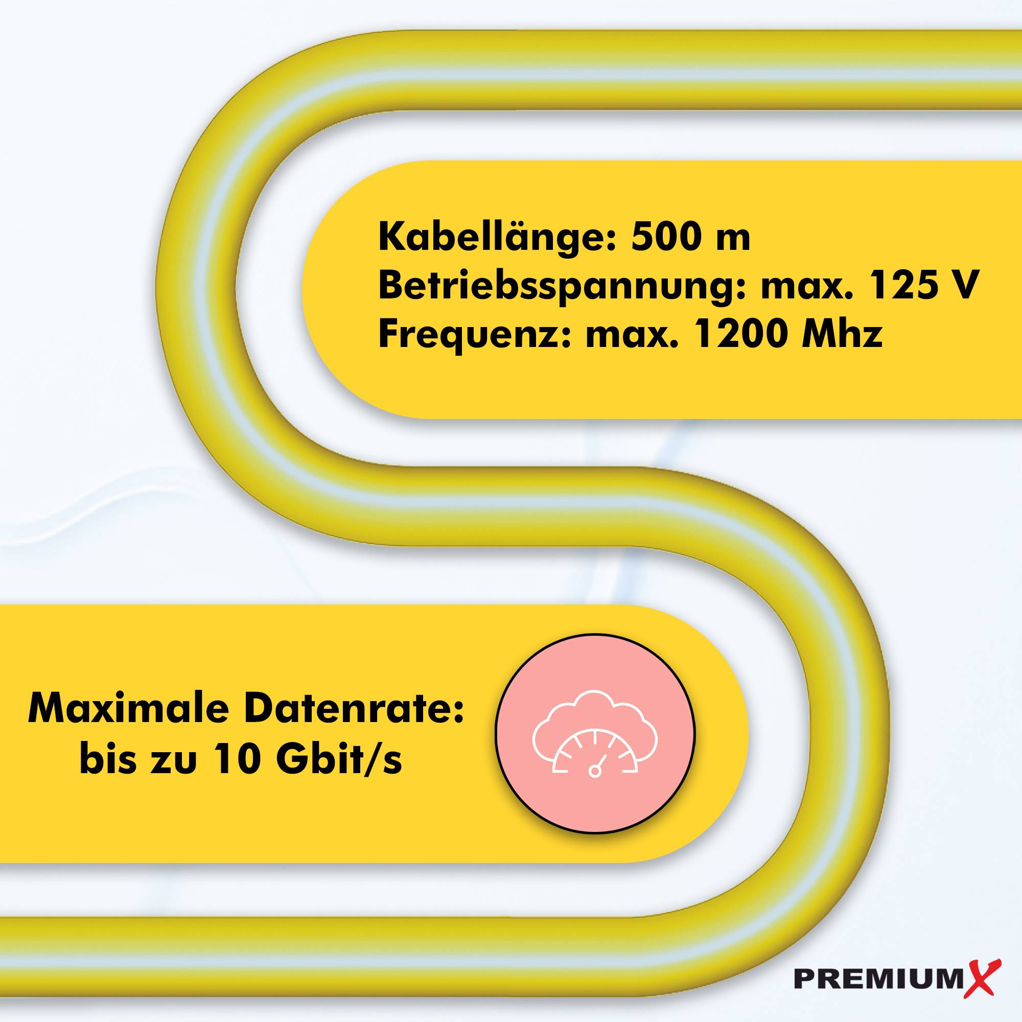 PremiumX 500m CAT 7A Netzwerkkabel Simplex LAN-Kabel Verlegekabel Ethernet Kupfer Datenkabel AWG 23 S/FTP PiMF PoE Eca Cat7A 1200 MHz