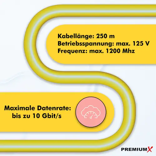 PremiumX 250m CAT 7A Netzwerkkabel Duplex LAN-Kabel Verlegekabel Ethernet Kupfer Datenkabel AWG 23 S/FTP PiMF PoE Eca Cat7A 1200 MHz PremiumX 250m CAT 7A Netzwerkkabel Duplex LAN-Kabel Verlegekabel Ethernet Kupfer Datenkabel AWG 23 S/FTP PiMF PoE Eca Cat7A 1200 MHz