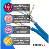 PremiumX 250m CAT 8 Netzwerkkabel LAN Kabel Verlegekabel Ethernet Cat8 Installationskabel 40 Gbit/s AWG 23 reines Kupfer S/FTP PiMF PoE Eca Klasse PremiumX 250m CAT 8 Netzwerkkabel LAN Kabel Verlegekabel Ethernet Cat8 Installationskabel 40 Gbit/s AWG 23 reines Kupfer S/FTP PiMF PoE Eca Klasse