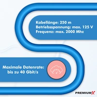 PremiumX 250m CAT 8 Netzwerkkabel LAN Kabel Verlegekabel Ethernet Cat8 Installationskabel 40 Gbit/s AWG 23 reines Kupfer S/FTP PiMF PoE Eca Klasse PremiumX 250m CAT 8 Netzwerkkabel LAN Kabel Verlegekabel Ethernet Cat8 Installationskabel 40 Gbit/s AWG 23 reines Kupfer S/FTP PiMF PoE Eca Klasse