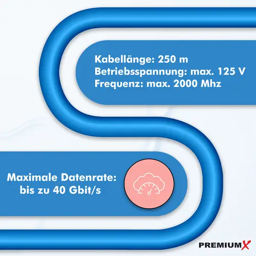 PremiumX 250m CAT 8 Netzwerkkabel LAN Kabel Verlegekabel Ethernet Cat8 Installationskabel 40 Gbit/s AWG 23 reines Kupfer S/FTP PiMF PoE Eca Klasse PremiumX 250m CAT 8 Netzwerkkabel LAN Kabel Verlegekabel Ethernet Cat8 Installationskabel 40 Gbit/s AWG 23 reines Kupfer S/FTP PiMF PoE Eca Klasse