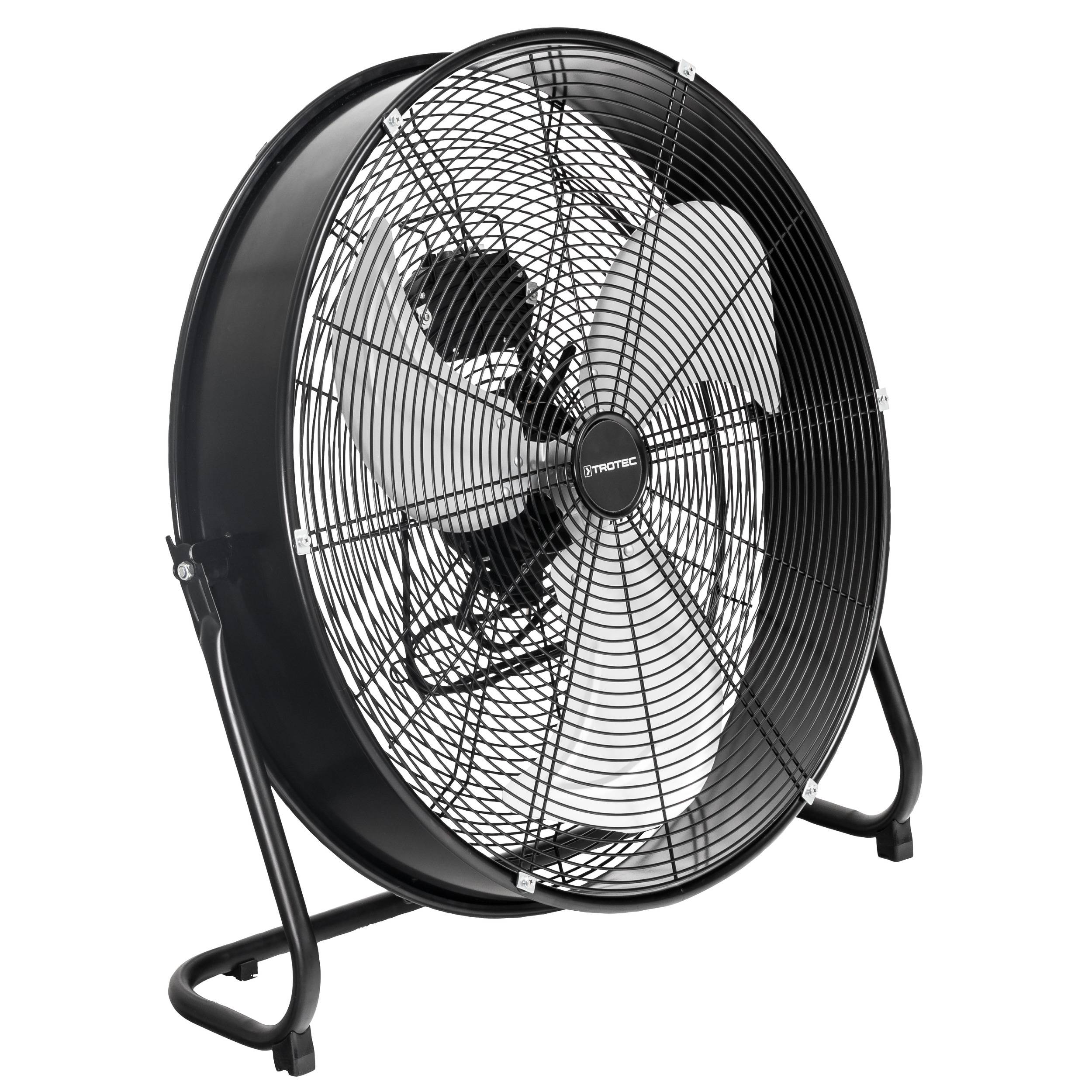 TROTEC Bodenventilator TVM 24 D – 124 Watt, Neigungswinkel 135°, 3 Stufen, Ø 60 cm, kippfester Stand, leise, Schwarz