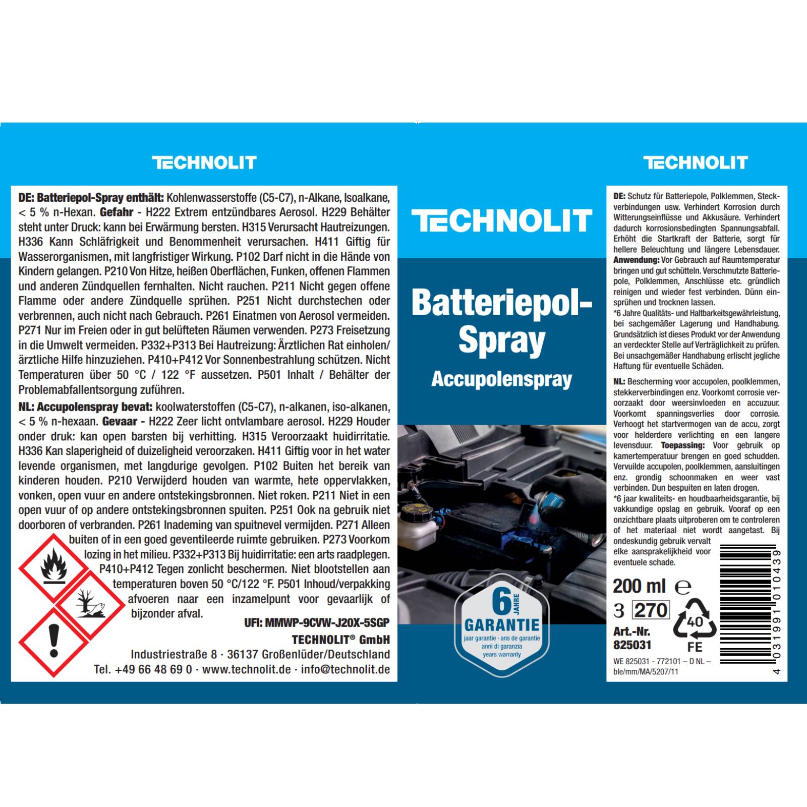 TECHNOLIT Batteriepol-Spray 200 ml