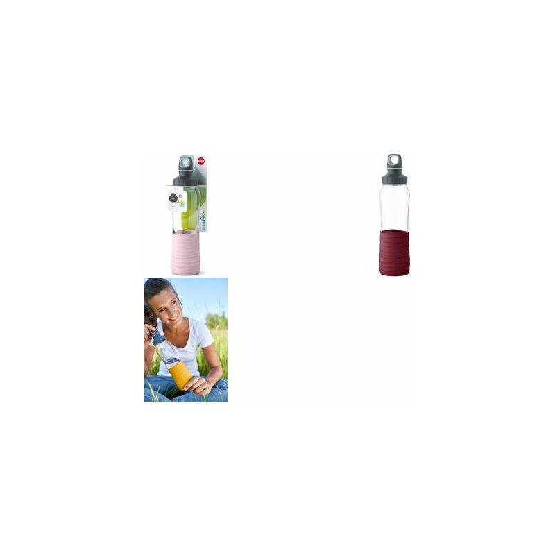emsa Glas-Trinflasche Drink2Go, 0,7 Liter, weinrot