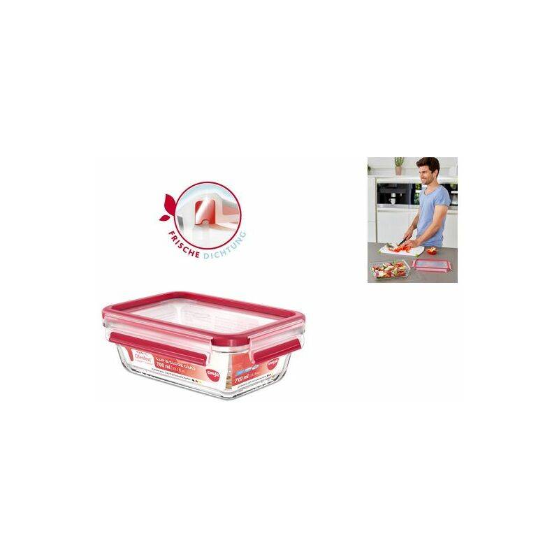 emsa Frischhaltedose CLIP & CLOSE Glas, 0,45 Liter, eckig