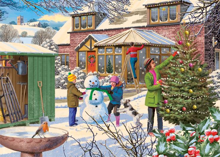 Family Time at Christmas 4x1000 Teile Puzzle