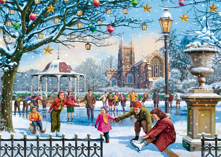 Family Time at Christmas 4x1000 Teile Puzzle