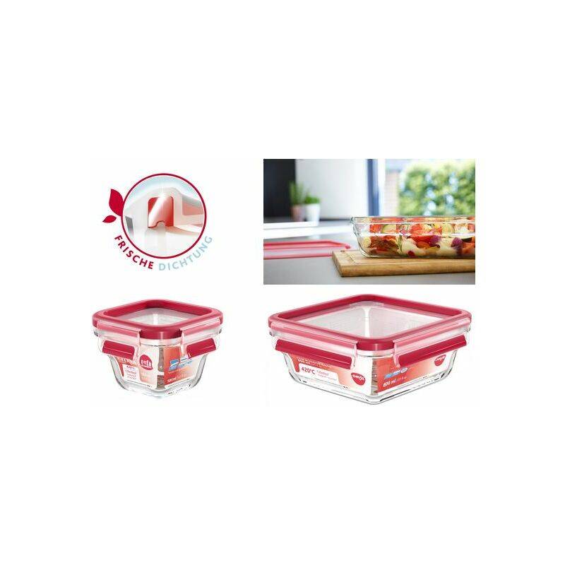 emsa Frischhaltedose CLIP & CLOSE Glas, 0,18 Liter, eckig