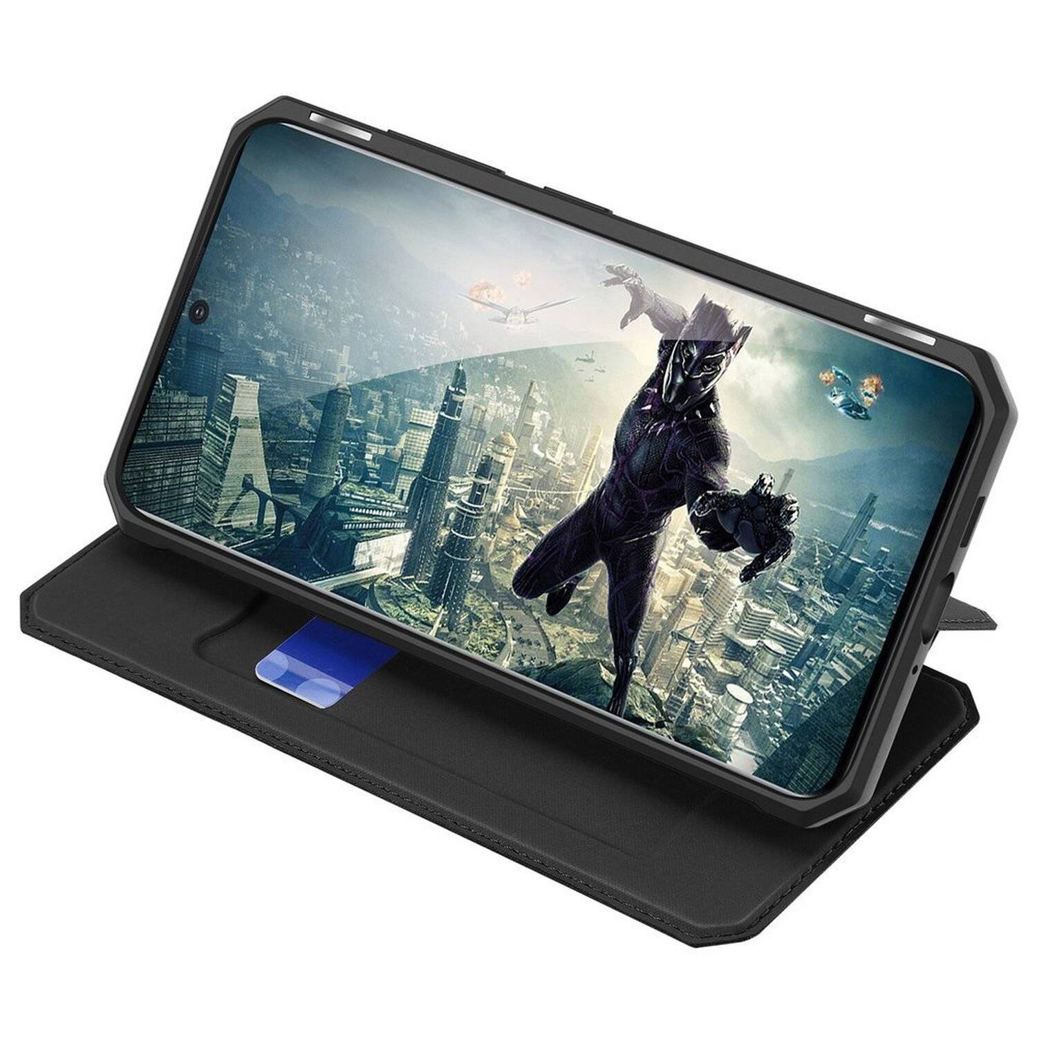 Buch Tasche "Dux Ducis" für SAMSUNG GALAXY S21 FE Handy Hülle Etui Schutzhülle mit Standfunktion, Kartenfach Schwarz