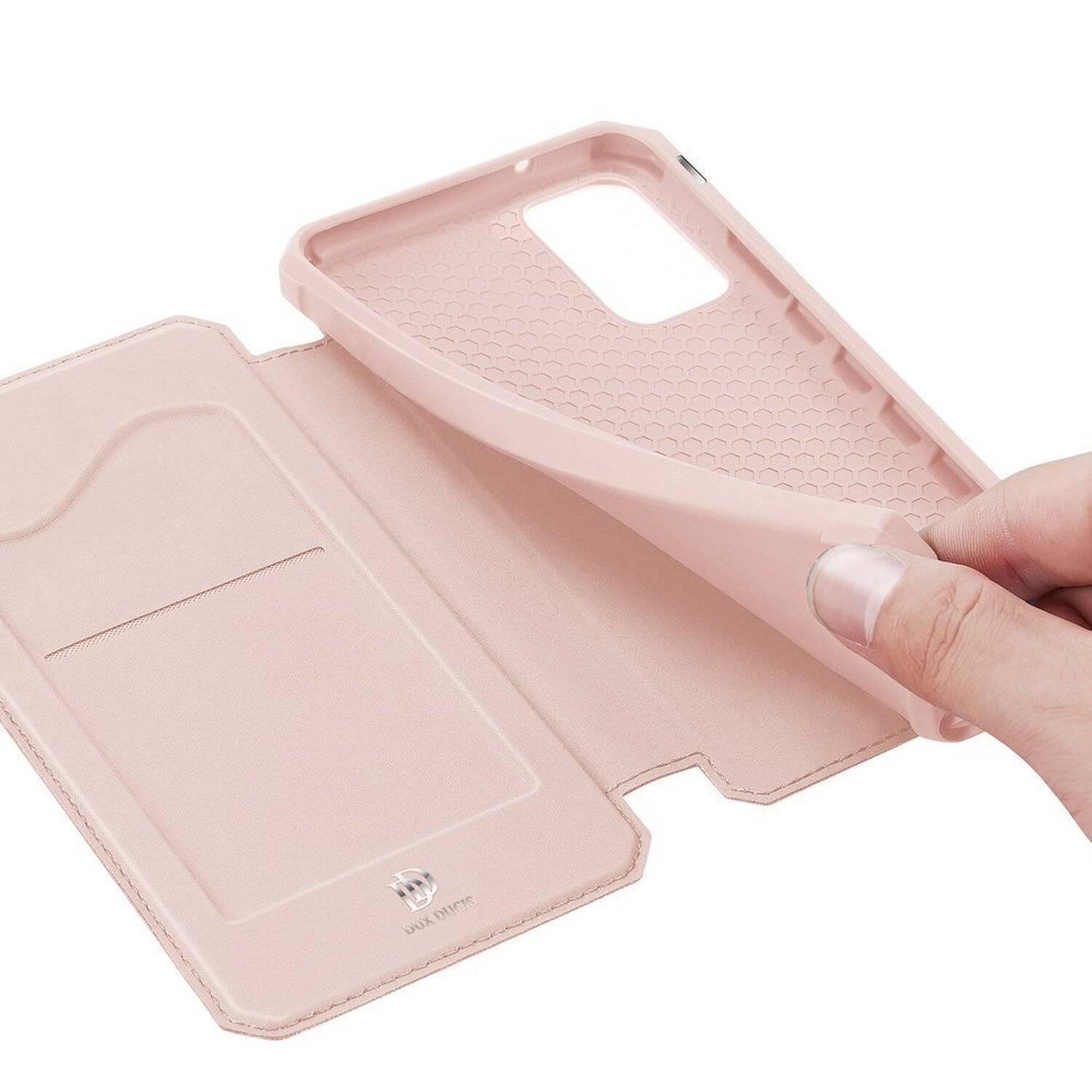 Buch Tasche "Dux Ducis" für SAMSUNG GALAXY S21 FE Handy Hülle Etui Schutzhülle mit Standfunktion, Kartenfach Rose