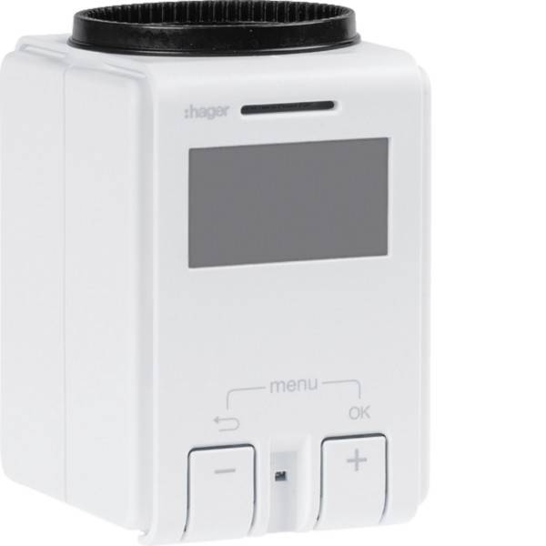 Ein weißes elektronisches Gerät mit digitaler Anzeige, Tasten mit der Beschriftung 