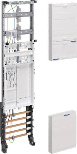 Elektrische Schaltanlage mit hervorgehobener, organisierter Kabelführung in einem weißen Gehäuse, die eine effiziente Verdrahtungsinstallation demonstriert.