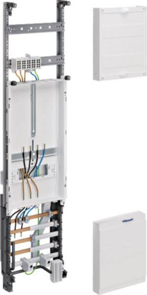 Ein offenes Elektroverteilerkästen, der verschiedenfarbige Kabel zeigt, die im Inneren verbunden sind und eine elektrische Einrichtung oder Wartungsarbeit veranschaulicht.