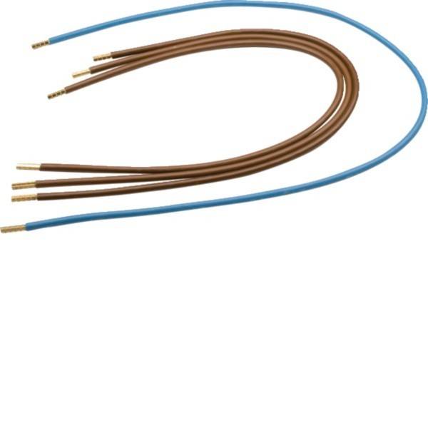 Mehrere isolierte elektrische Drähte mit freiliegenden Goldkontakten, in geschwungenen Schleifen auf weißem Hintergrund angeordnet.