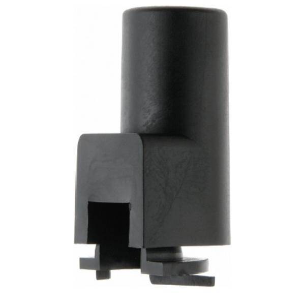 Ein zylindrischer schwarzer Gummistiefel, der für einen L-förmigen Verbinder konzipiert ist und häufig bei automobilen Elektroverbindungen zum Einsatz kommt.