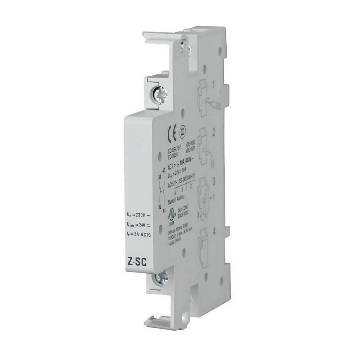 Weißes DIN-Schienen-Montage-Elektrosteuermodul mit der Bezeichnung „Z-SC