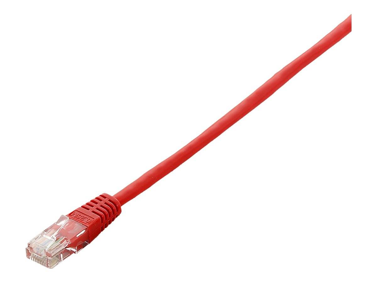 Rotes Ethernet-Kabel mit RJ45-Stecker auf weißem Hintergrund.