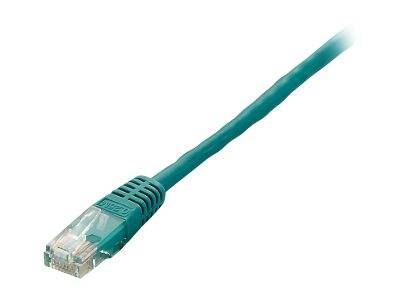 Teales Ethernet-Kabel mit RJ45-Stecker auf weißem Hintergrund.