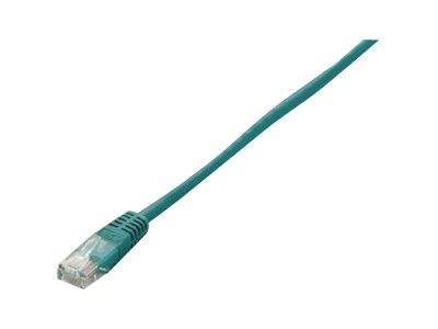 Grünes Ethernet-Netzwerkkabel mit RJ45-Stecker auf weißem Hintergrund.