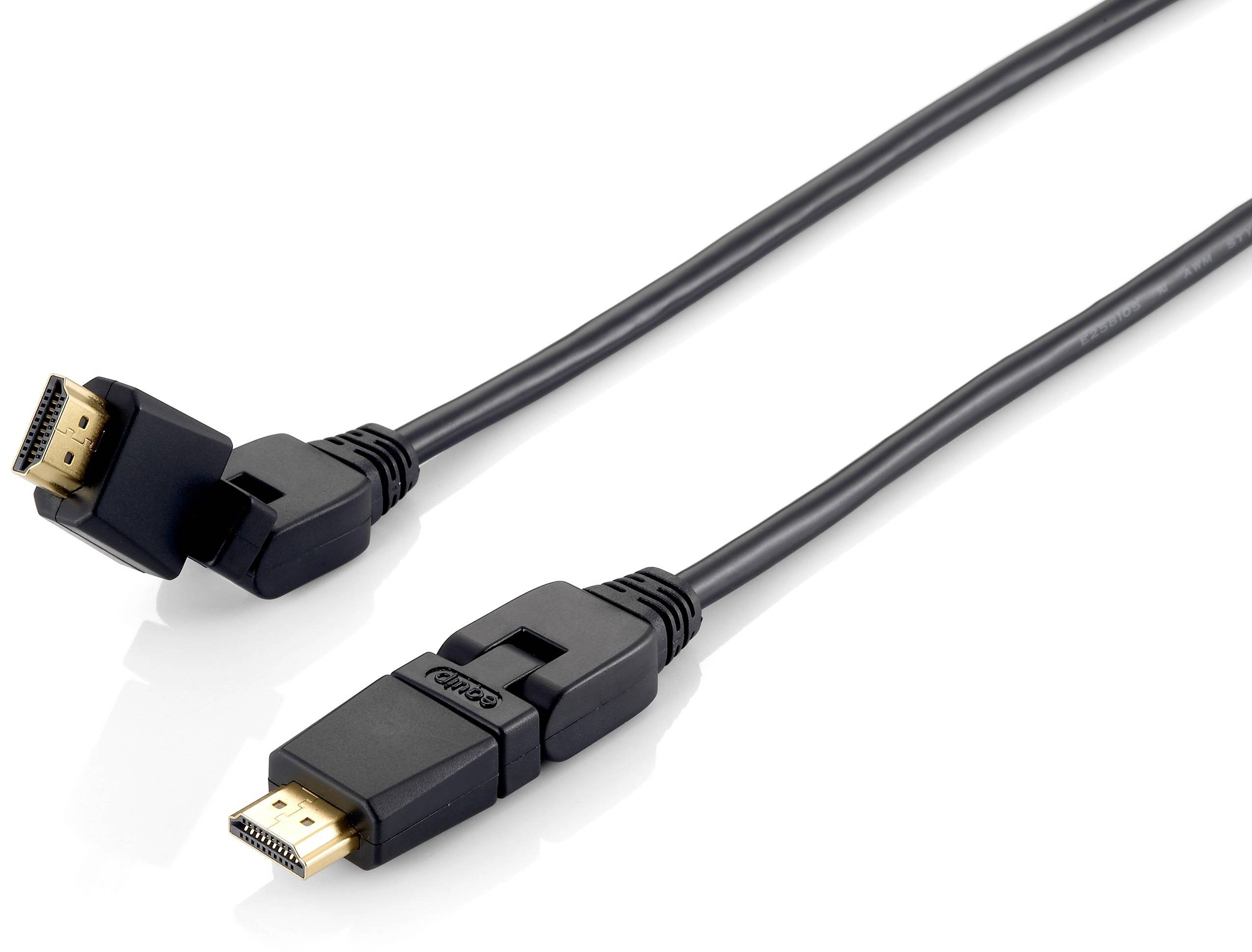 Zwei schwarze HDMI-Kabel mit gewinkelten Steckern auf weißem Hintergrund.
