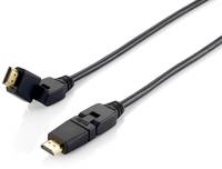 Zwei schwarze HDMI-Kabel mit gewinkelte Steckern auf weißem Hintergrund.