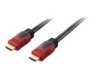 Zwei rote HDMI-Kabel mit Steckverbindern vor weißem Hintergrund.