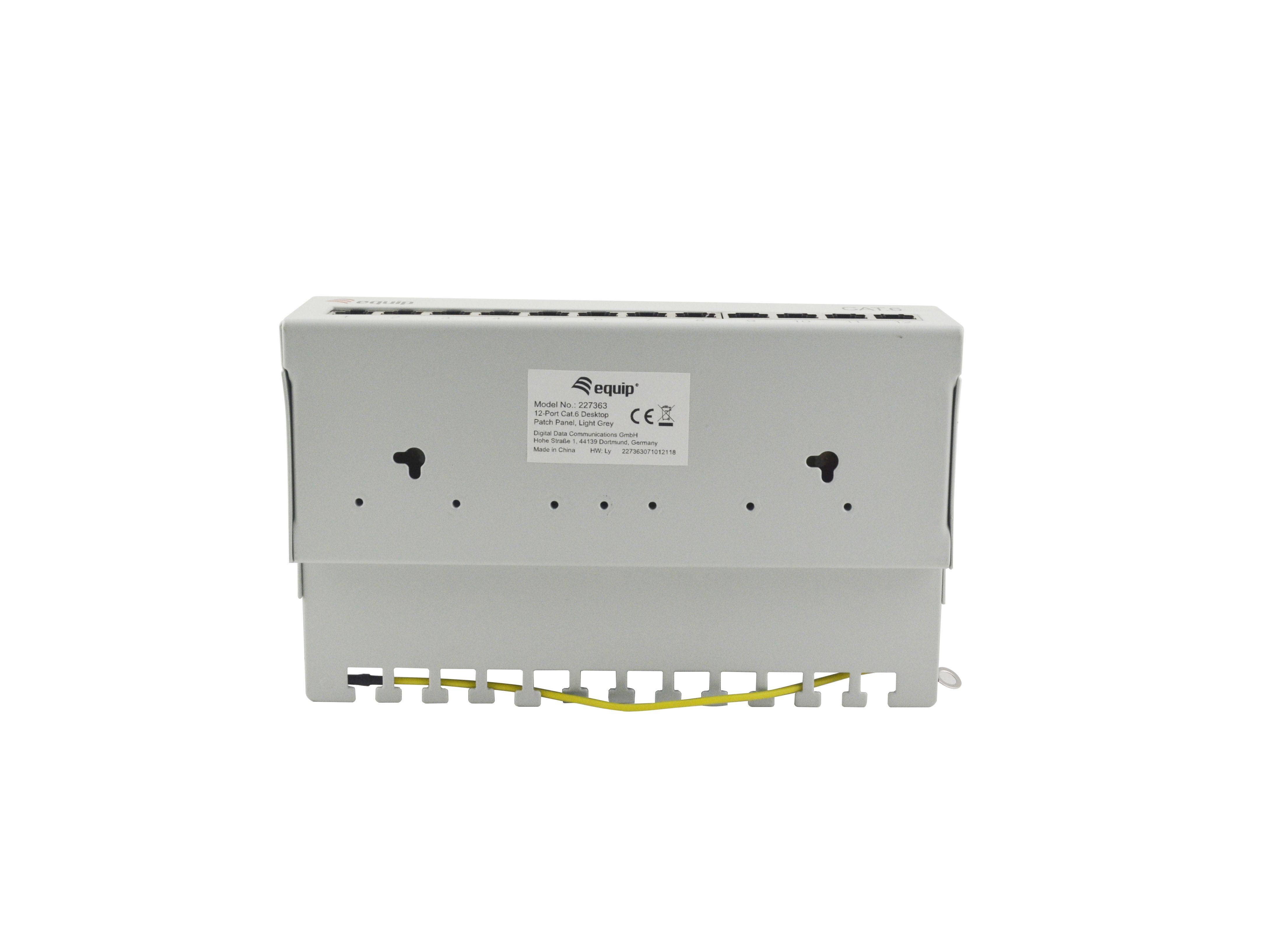 Equip 12-Port Cat.6 Desktop Patch Panel - Hellgrau - 10/100/1000Base-T(X) - Gigabit Ethernet - 1000 Mbit/s - RJ-45 - Cat6 - Weiß