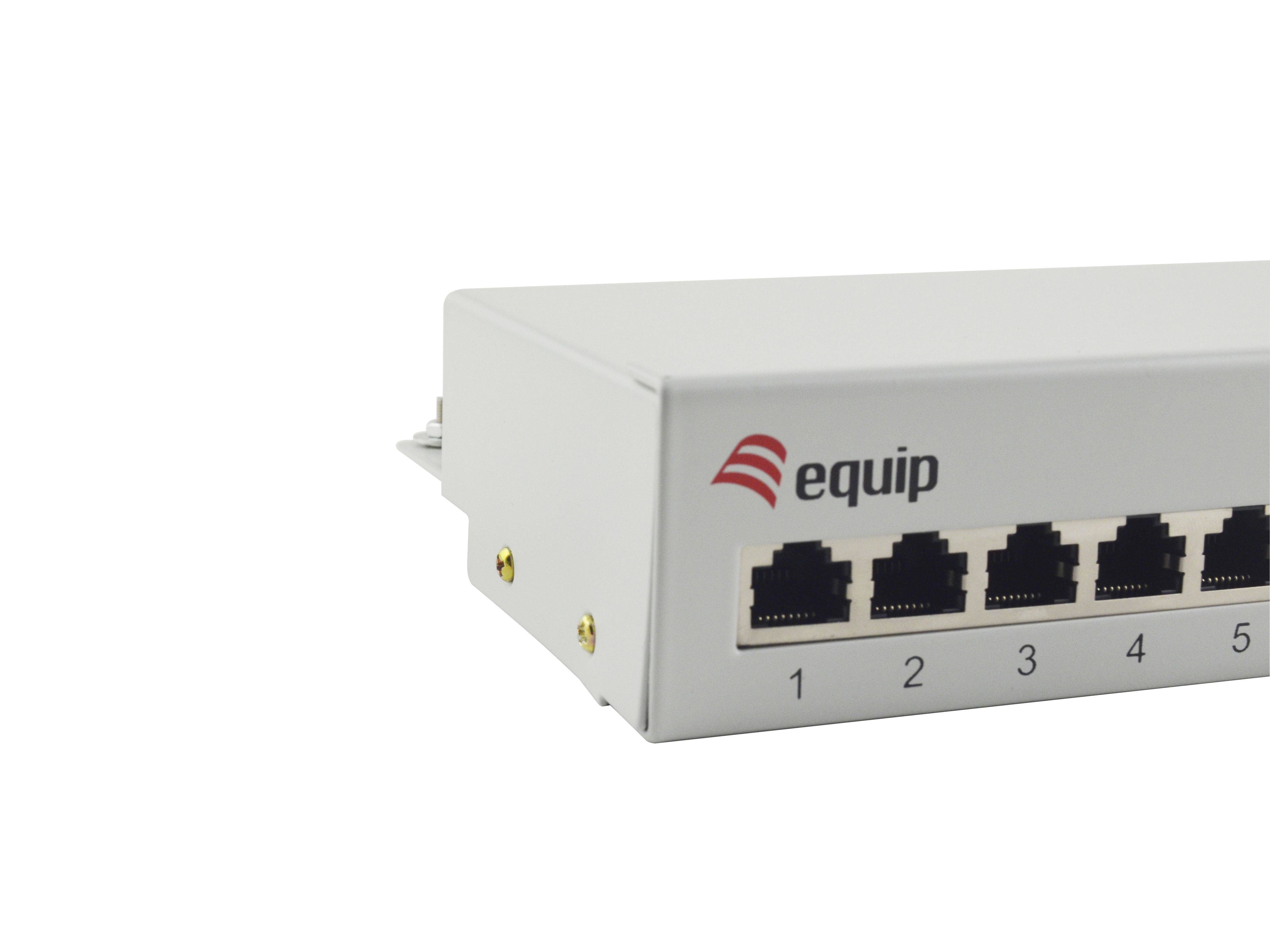 Equip 12-Port Cat.6 Desktop Patch Panel, Hellgrau, 10/100/1000Base-T(X), Gigabit Ethernet, 1000 Mbit/s, RJ-45, Cat6, Wei