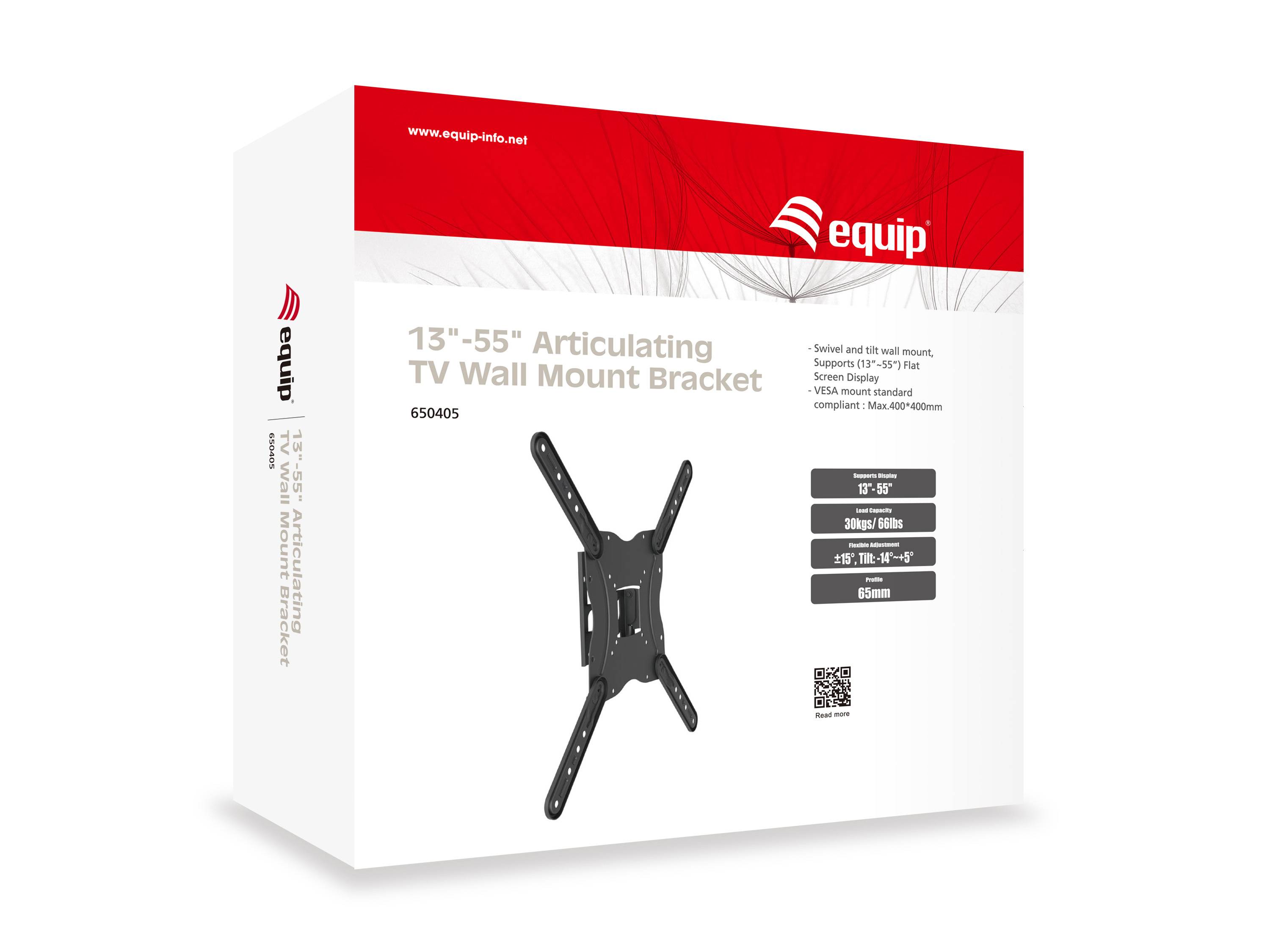 Equip Pro - Klammer - neigbar - für Flachbildschirm - Stahl - Schwarz - Bildschirmgröße: 58.4-139.7 cm (23""-55"")