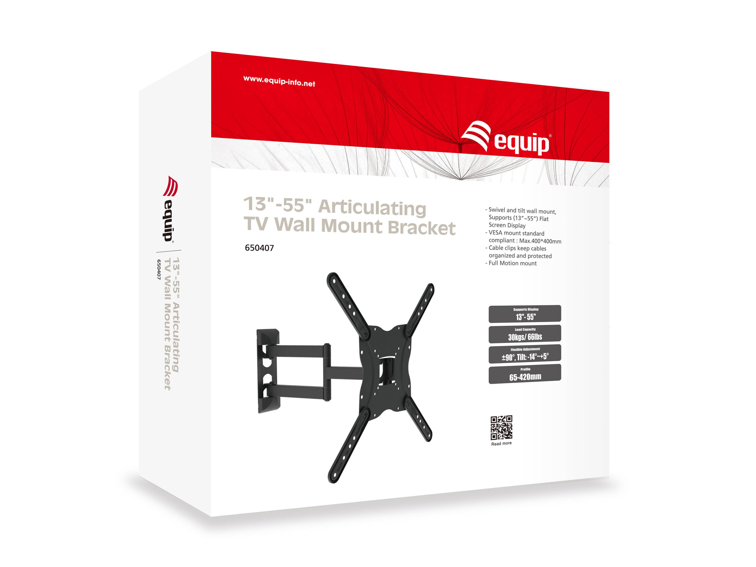 Equip Pro - Klammer - neigbar - für Flachbildschirm - Stahl - Schwarz - Bildschirmgröße: 58.4-139.7 cm (23""-55"")