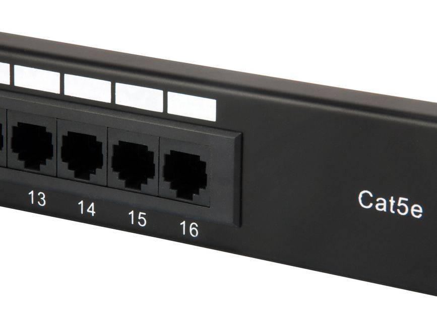Equip 16-Port Cat.5e Ungeschirmtes Patch Panel - Black - 10/100/1000Base-T(X) - Gigabit Ethernet - 1000 Mbit/s - RJ-45 - Cat5e - Schwarz