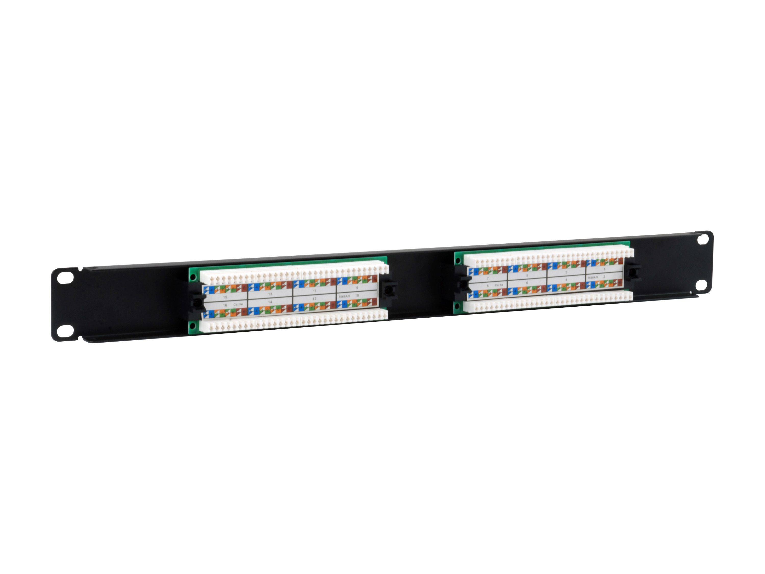 Equip 16-Port Cat.5e Ungeschirmtes Patch Panel - Black - 10/100/1000Base-T(X) - Gigabit Ethernet - 1000 Mbit/s - RJ-45 - Cat5e - Schwarz
