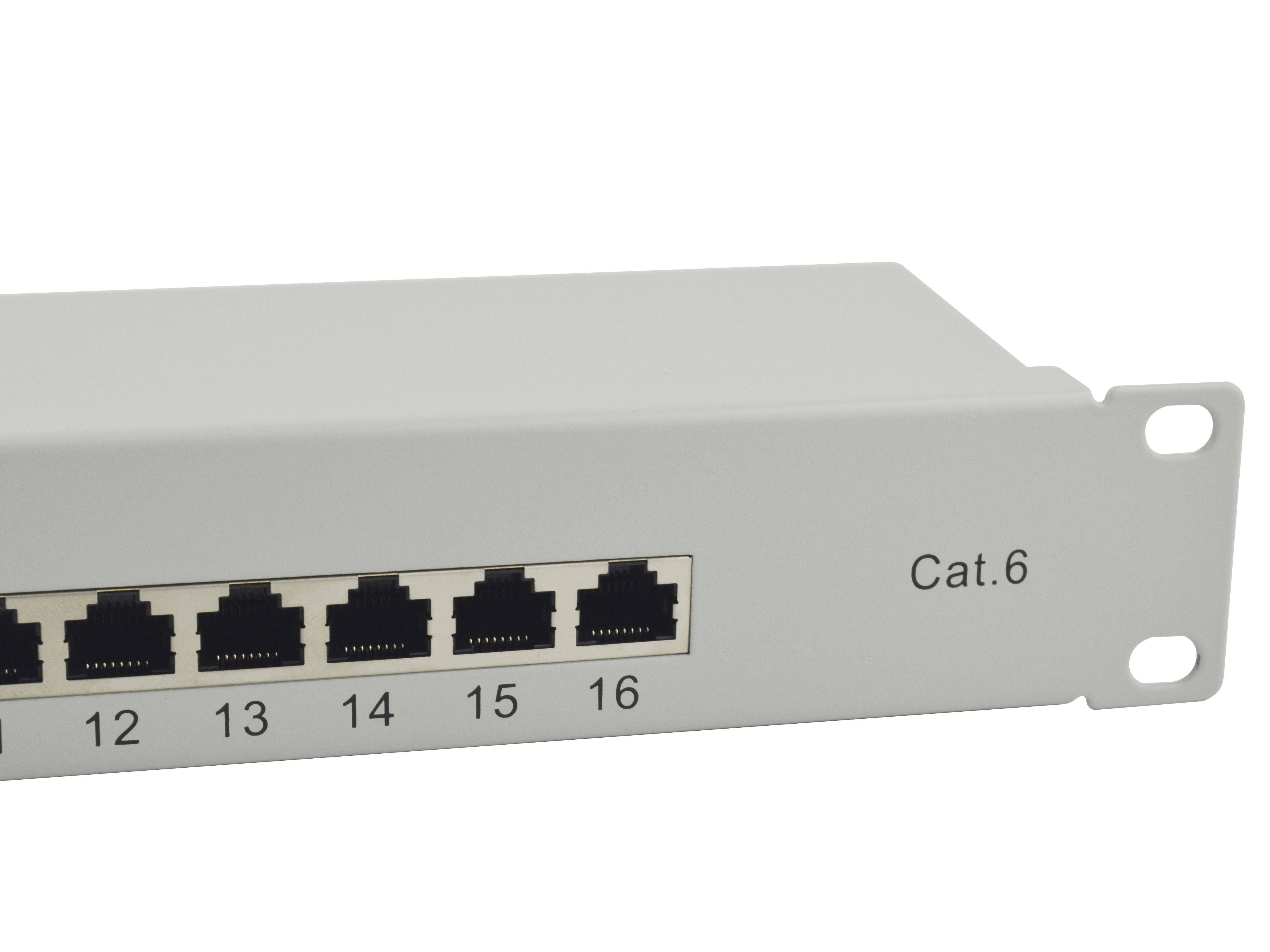 Equip 16-Port Cat.6 Ungeschirmtes Patch Panel - Hellgrau - 10/100/1000Base-T(X) - Gigabit Ethernet - 1000 Mbit/s - RJ-45 - Cat6 - Grau