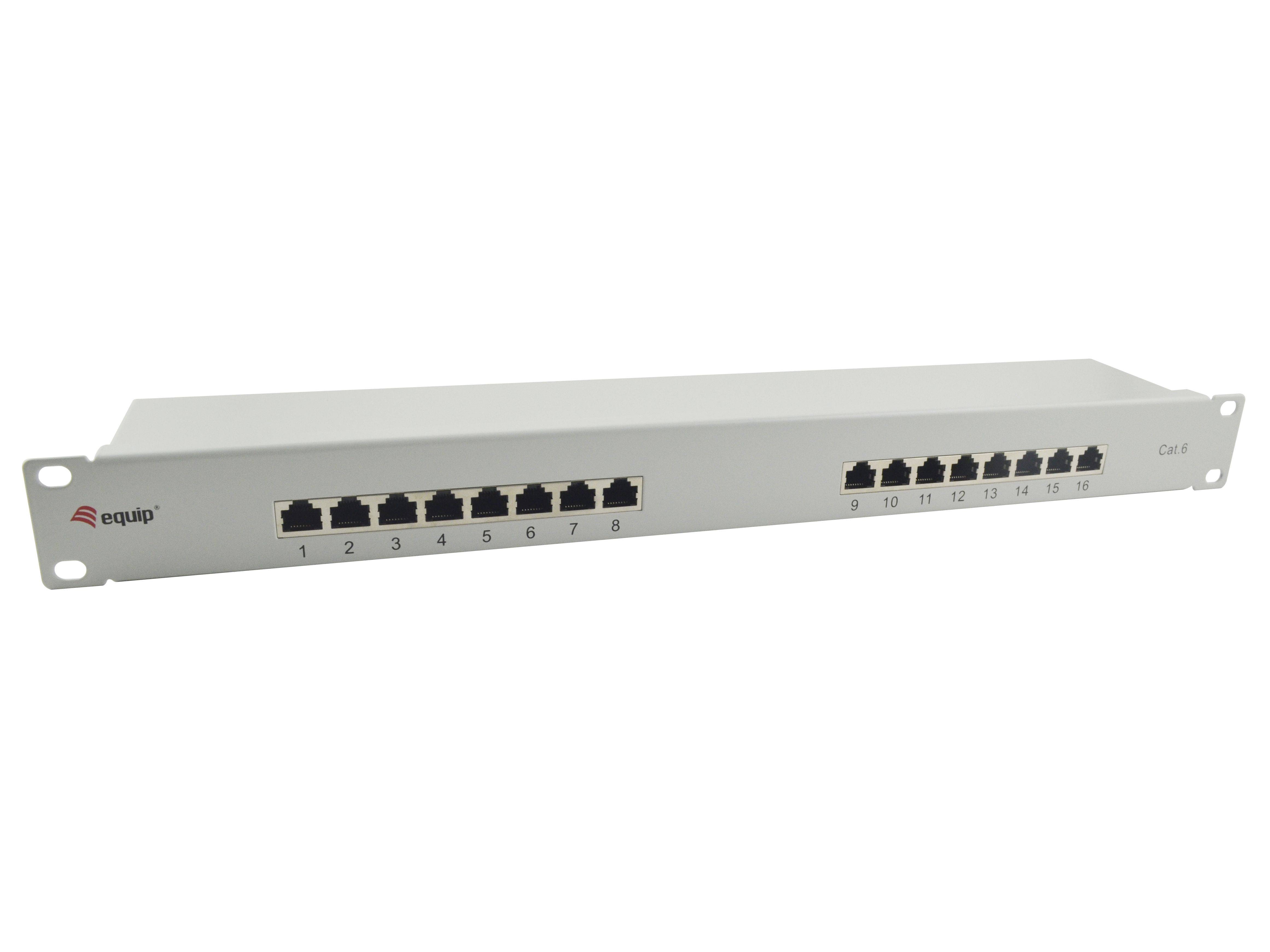 Equip 16-Port Cat.6 Ungeschirmtes Patch Panel - Hellgrau - 10/100/1000Base-T(X) - Gigabit Ethernet - 1000 Mbit/s - RJ-45 - Cat6 - Grau