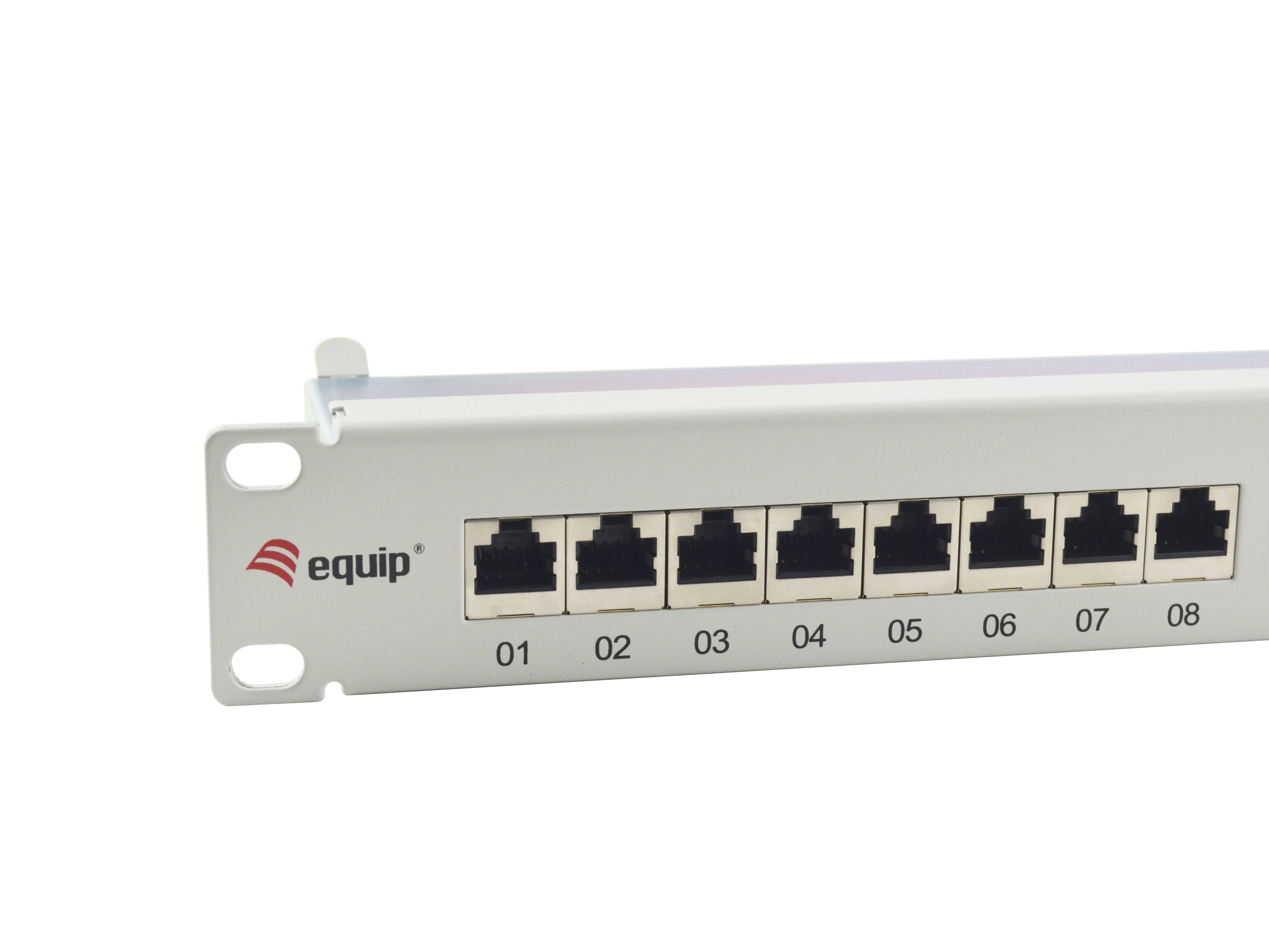 Equip 24-Port Cat.6A Geschirmtes Patch Panel, Hellgrau, 10/100/1000Base-T(X), Gigabit Ethernet, 1000 Mbit/s, RJ-45, Cat6a, Grau
