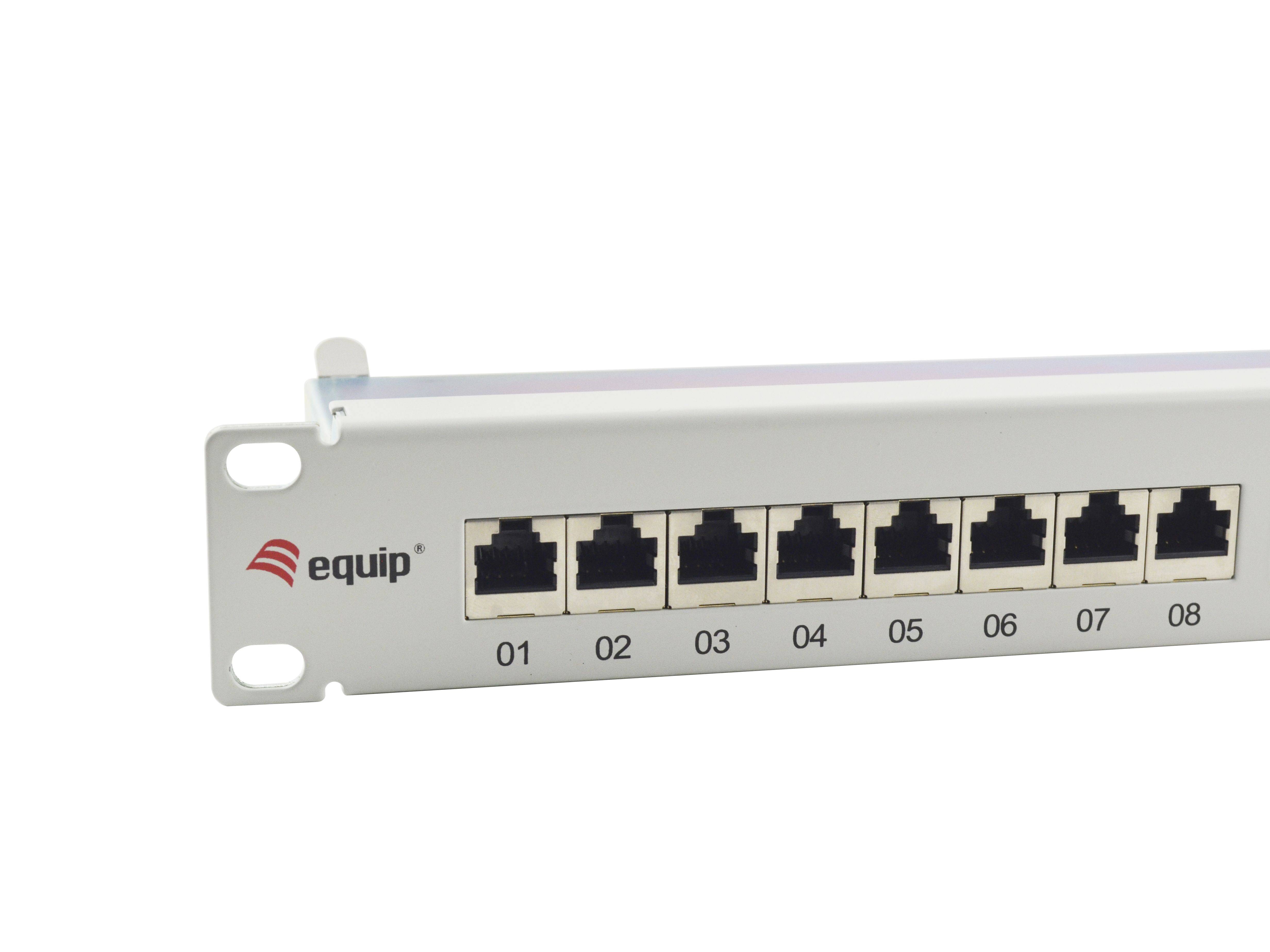 Equip 24-Port Cat.6A Geschirmtes Patch Panel - Hellgrau - 10/100/1000Base-T(X) - Gigabit Ethernet - 1000 Mbit/s - RJ-45 - Cat6a - Grau