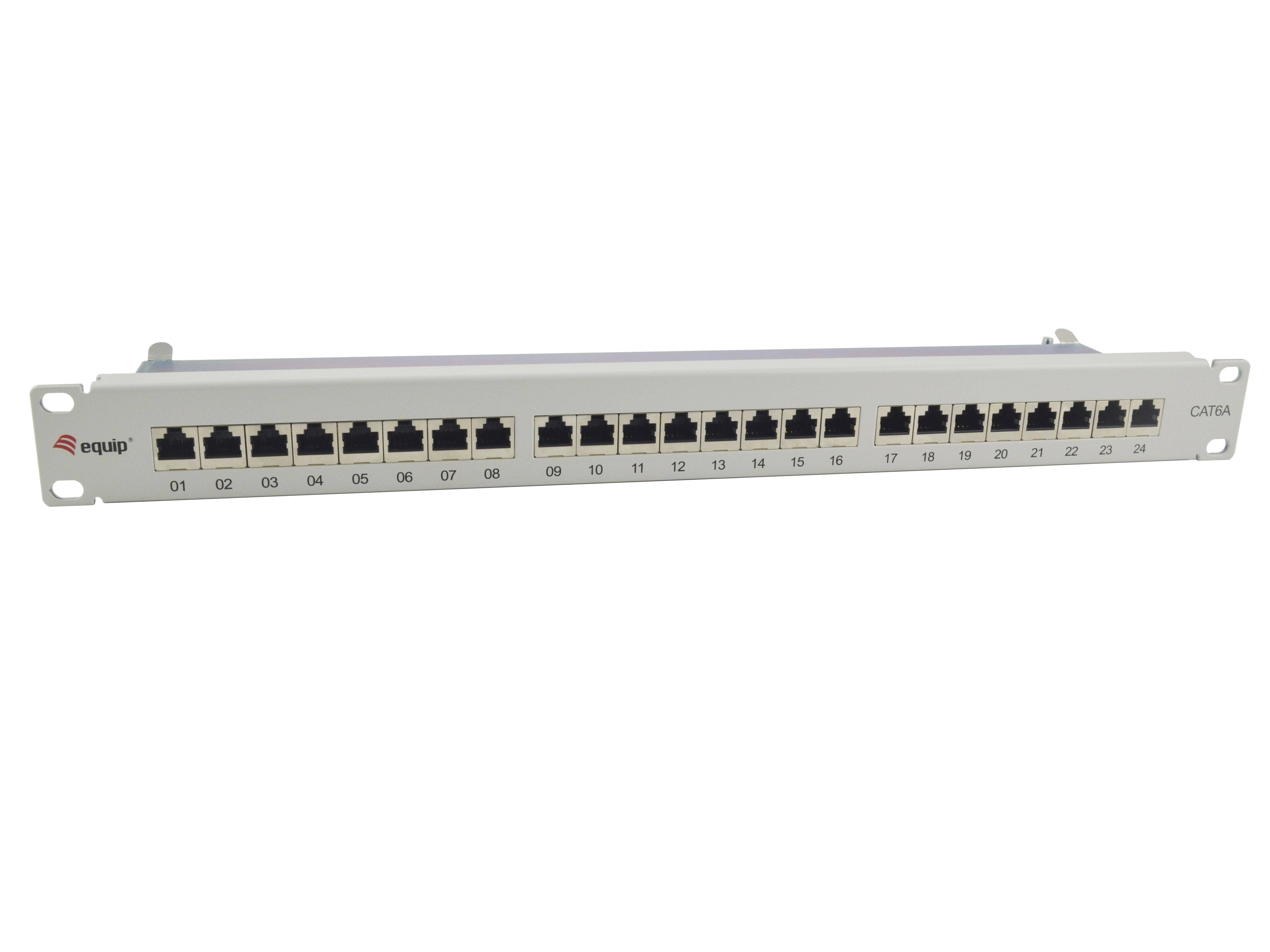 Equip 24-Port Cat.6A Geschirmtes Patch Panel - Hellgrau - 10/100/1000Base-T(X) - Gigabit Ethernet - 1000 Mbit/s - RJ-45 - Cat6a - Grau