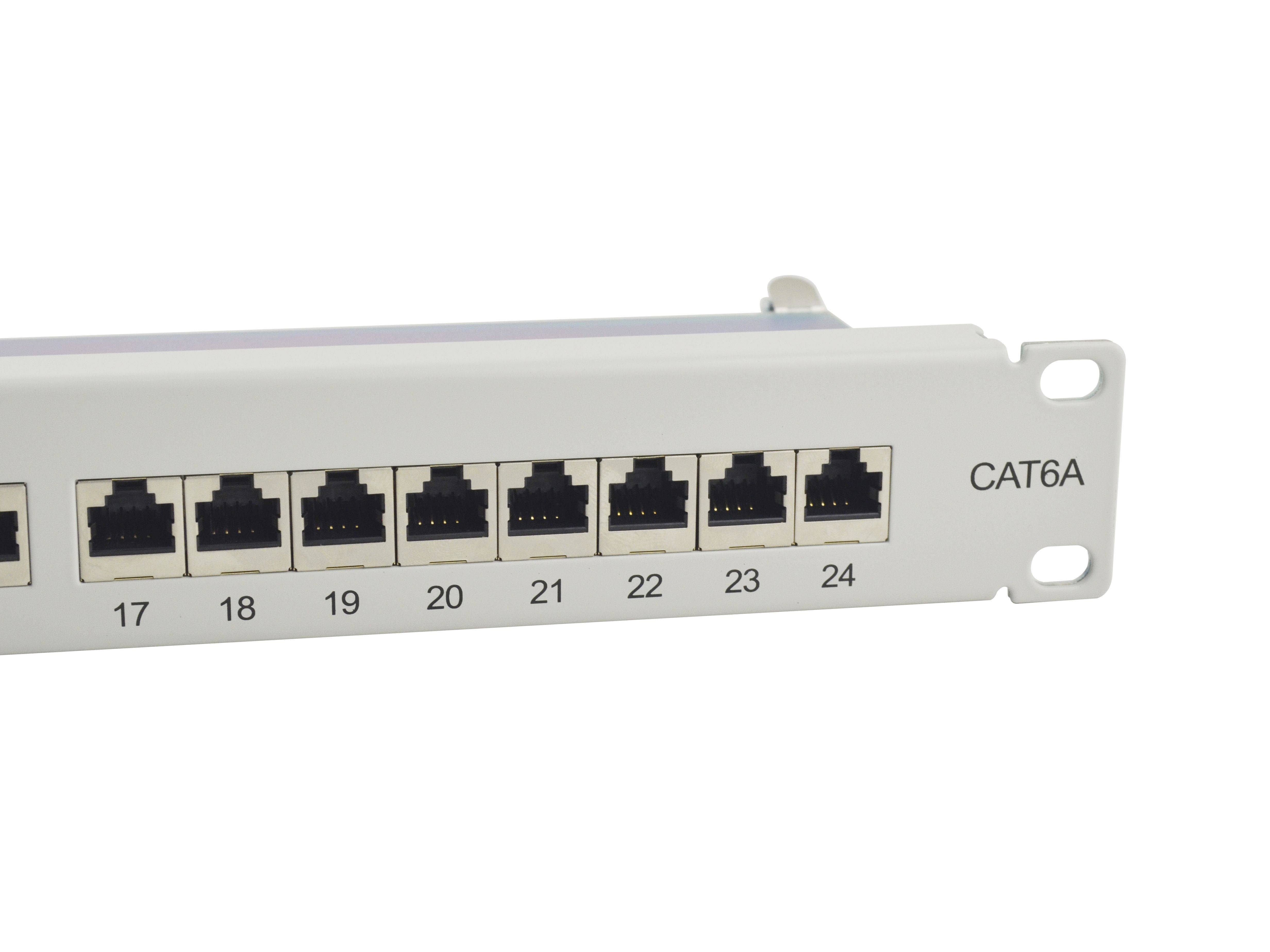 Equip 24-Port Cat.6A Geschirmtes Patch Panel - Hellgrau - 10/100/1000Base-T(X) - Gigabit Ethernet - 1000 Mbit/s - RJ-45 - Cat6a - Grau