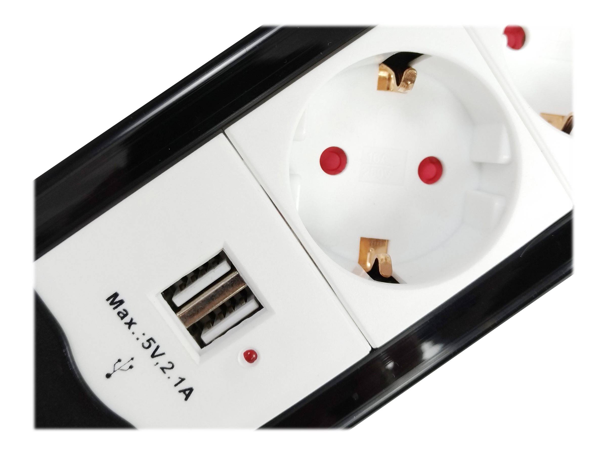 equip Life - Version 1 - Steckdosenleiste - Wechselstrom 250 V - 3500 Watt - Eingabe, Eingang Typ F - Ausgangsanschlüsse