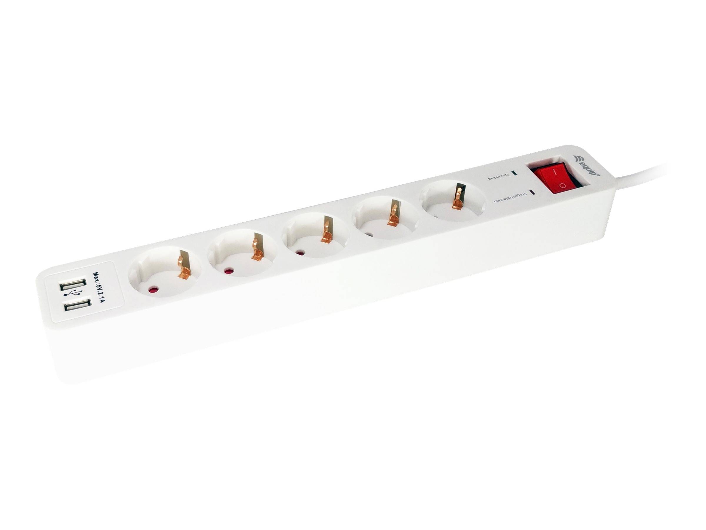 equip Life - Version 1 - Steckdosenleiste - Wechselstrom 250 V - 3500 Watt - Eingabe, Eingang Typ F - Ausgangsanschlüsse