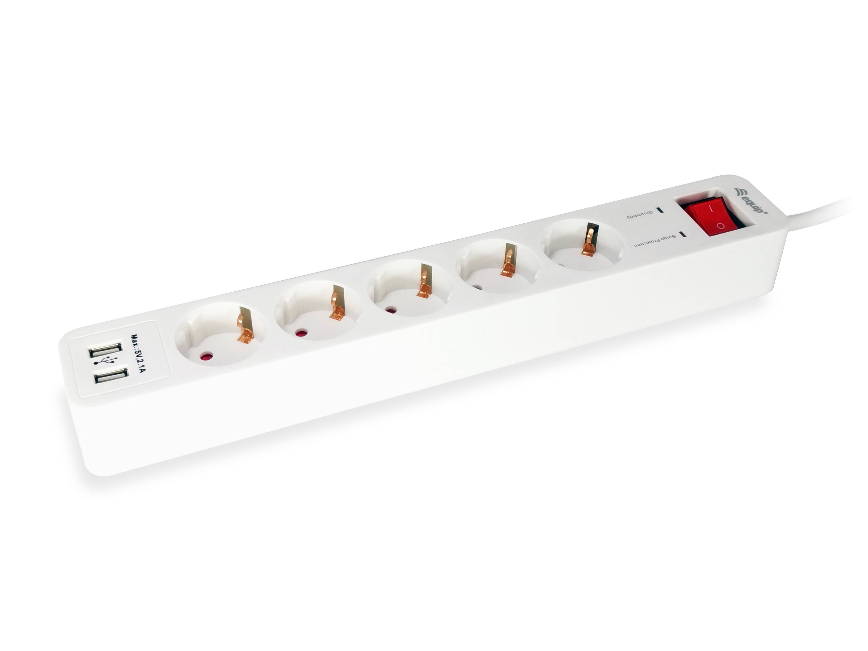 equip Life - Version 1 - Steckdosenleiste - Wechselstrom 250 V - 3500 Watt - Eingabe, Eingang Typ F - Ausgangsanschlüsse