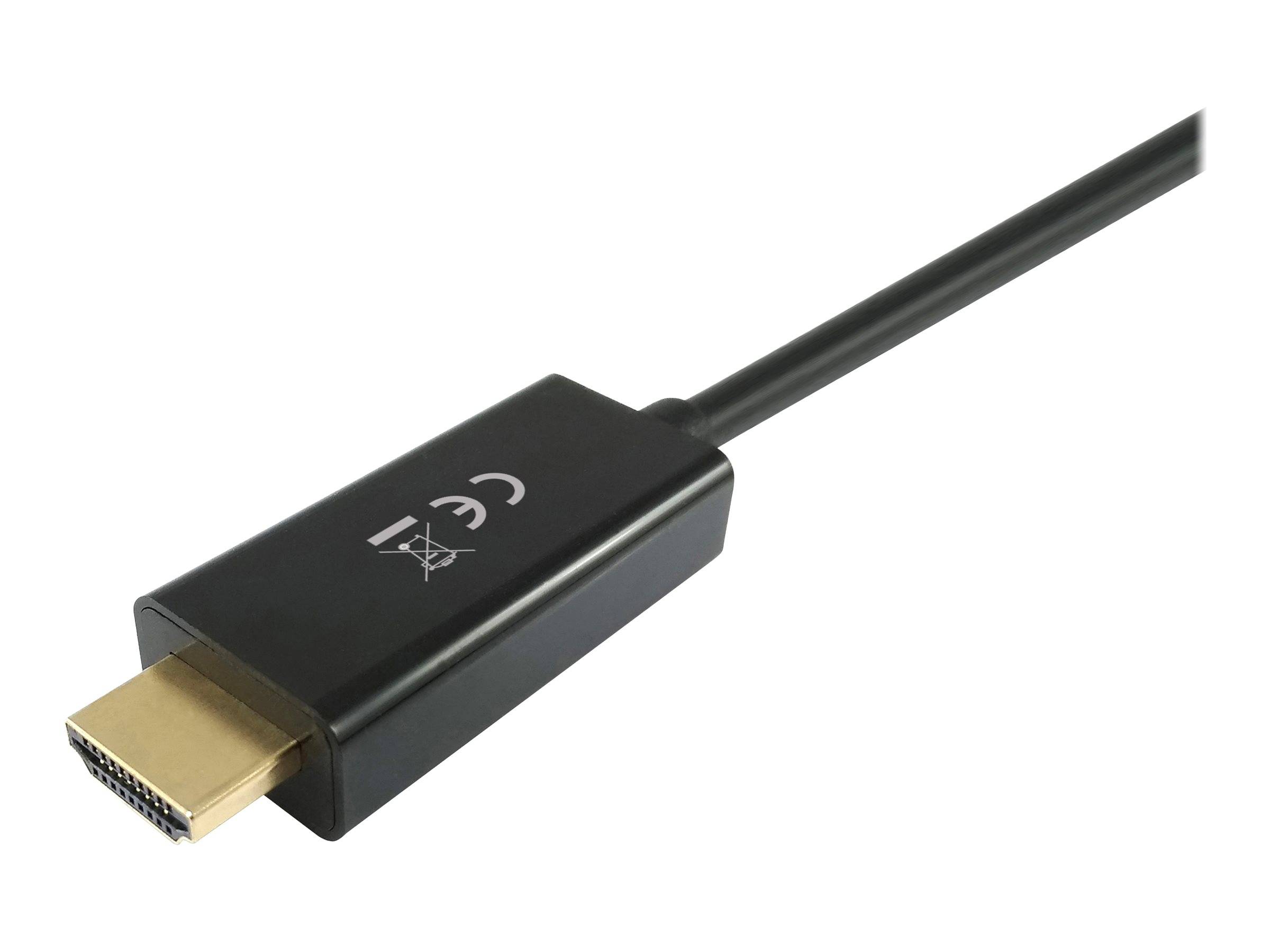 Schwarzes HDMI-Kabel mit vergoldetem Stecker auf weißem Hintergrund