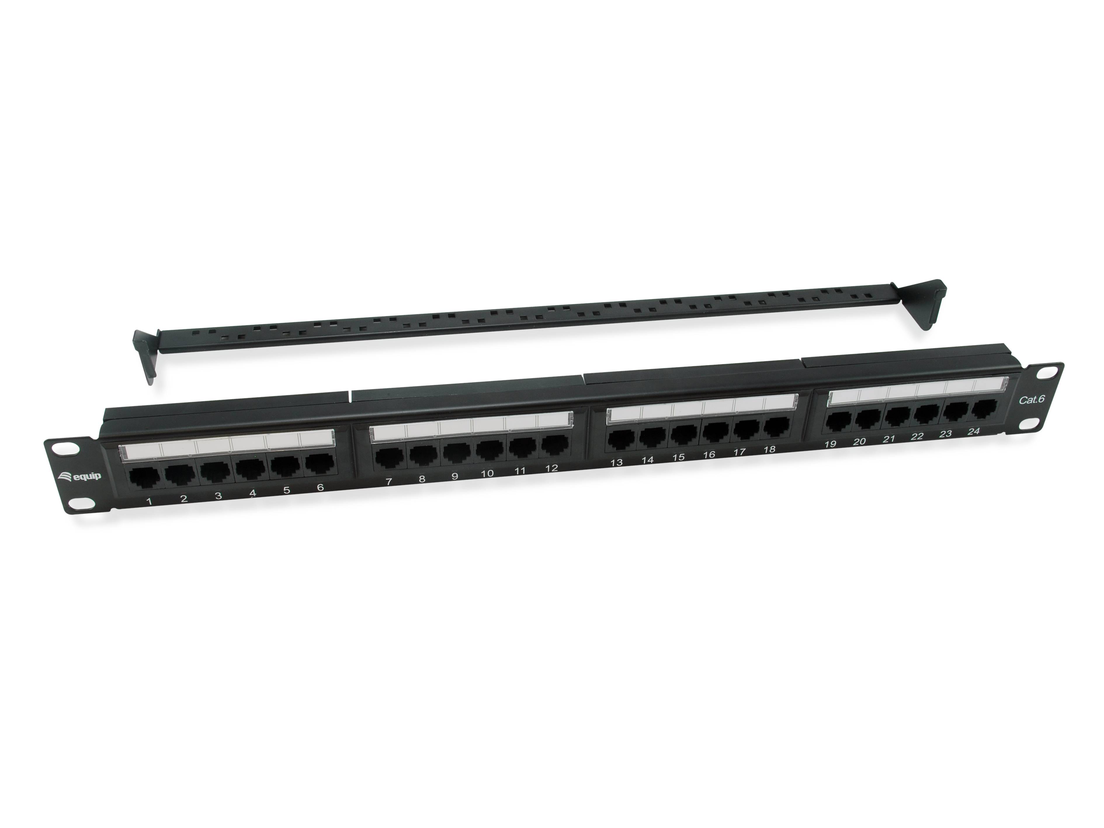 Equip Pro - Patch Panel - CAT 6 - RJ-45 X 24 - Schwarz - 1U - 48.3 cm (19")