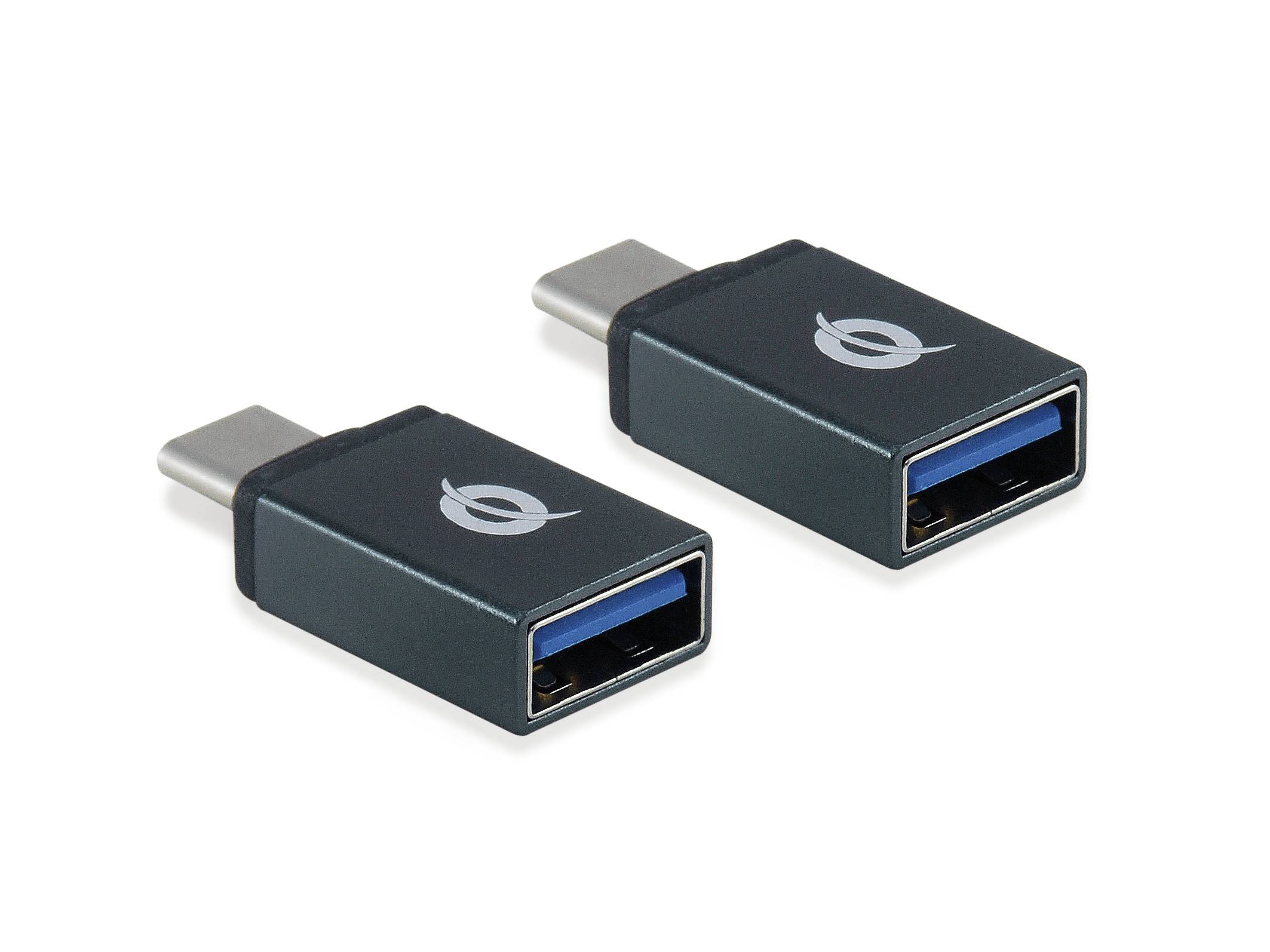 Conceptronic DONN OTG-Adapter für USB-C zu USB-A 2er Pack, USB 3.1 Gen 1 Type-C, USB 3.1 Gen 1 Type-A, Schwarz