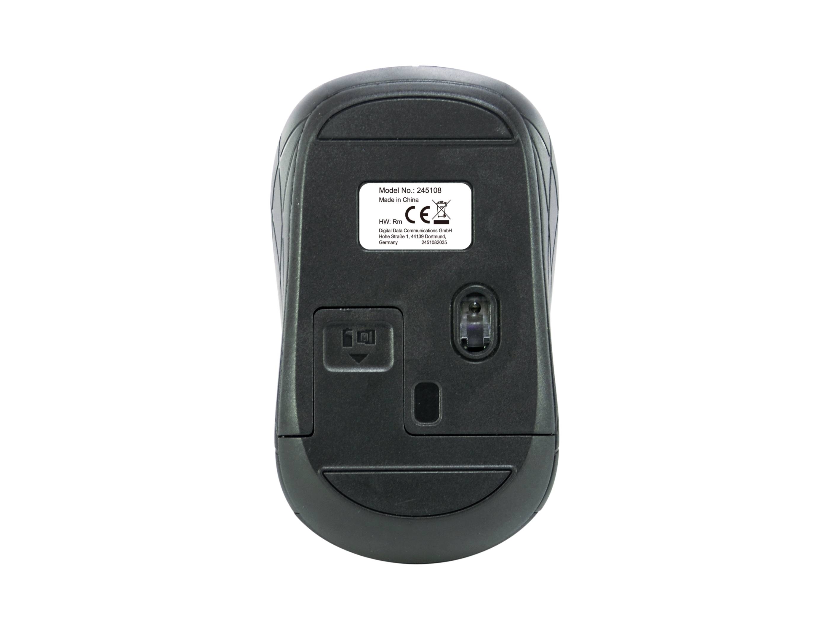 Equip Optische Mini Maus kabellos - Beidhändig - Optisch - RF Wireless - 1600 DPI - Schwarz
